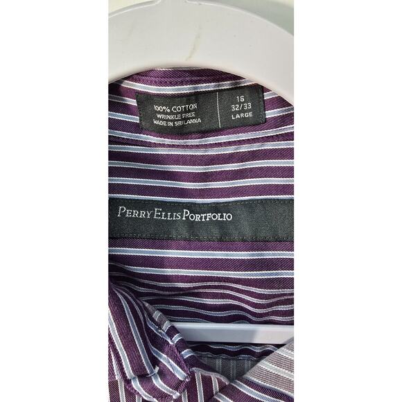 Perry Ellis Portfolio Mens Large Button Down Shirt 16 32/33 Pinstripe - Picture 2 of 6
